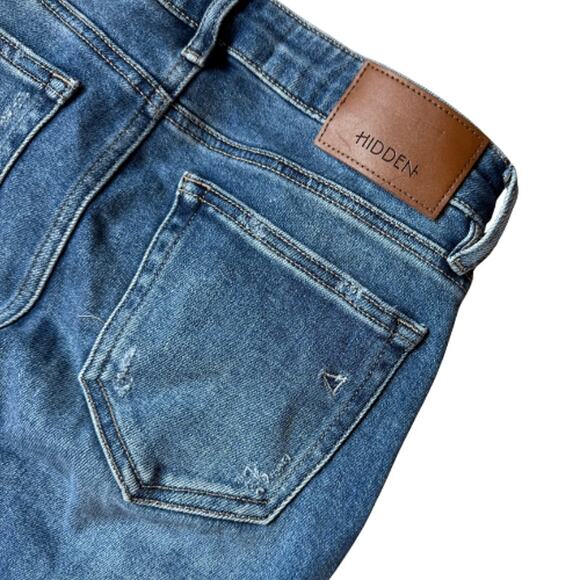 Hidden Jeans Happi Size 26 Crop Flare Raw Hem Denim Medium Wash - Picture 4 of 6